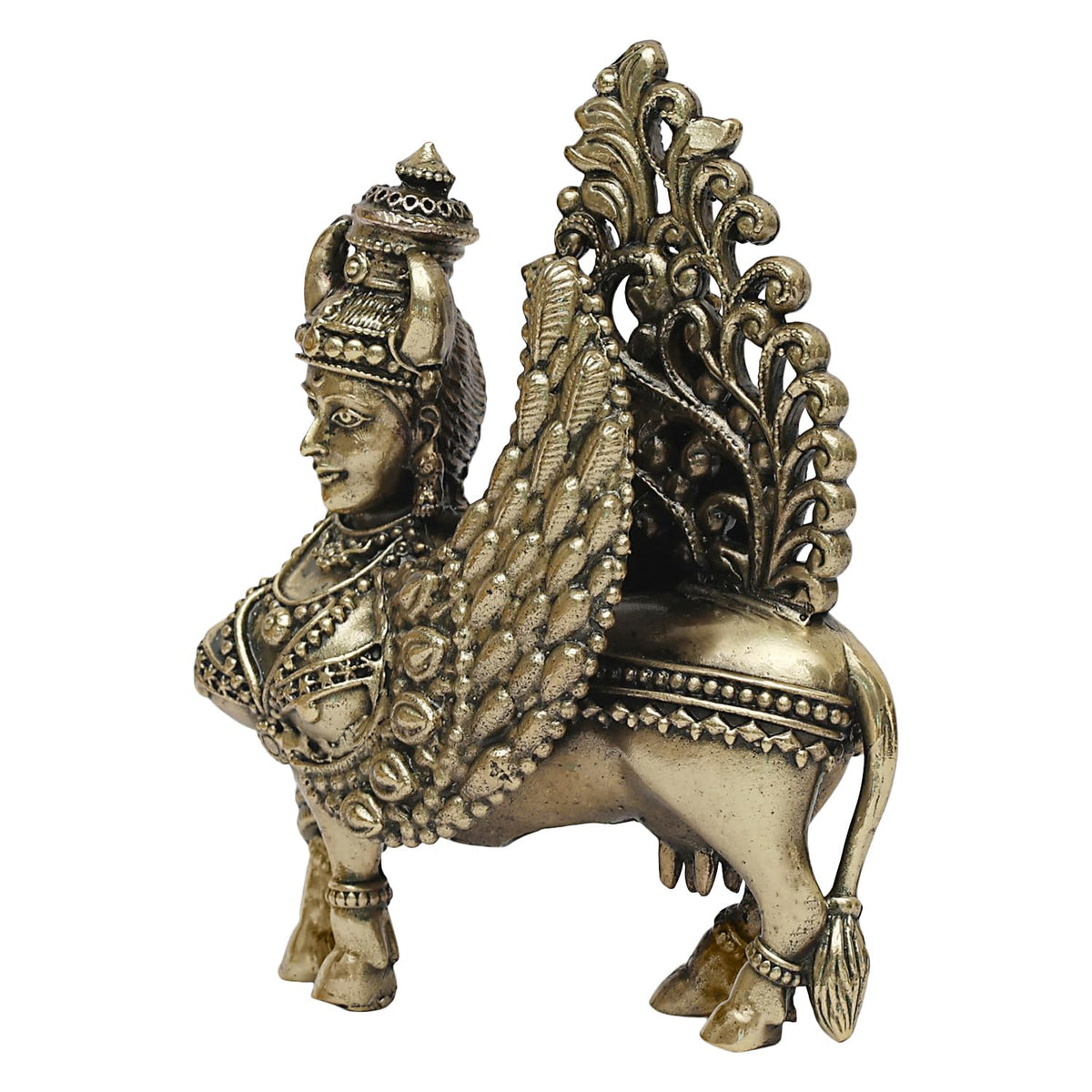 SVARUP Brass Superfine Kamdhenu Idol Kamadhenu Cow Surbhi Statue for Puja Home Decor Small Size 3 Inch