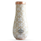 INDIAN ART VILLA Copper Gold Block Print Bedroom Bottle – Designer Drinkware, Stylish Copper Water Bottle for Home Use, Volume- 1500 ML