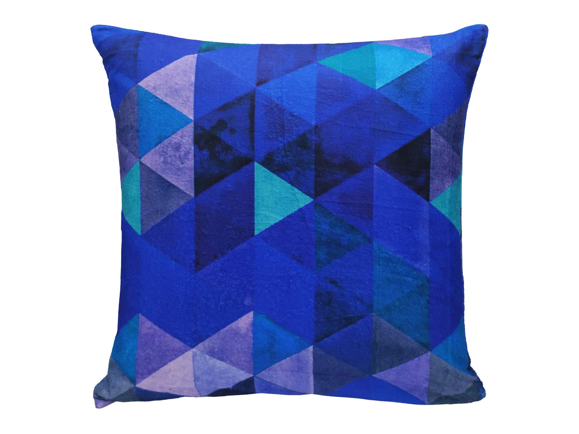 Khooti Velvet Cushion Cover, 20x20 (Triangular Blue)(Pack of 5)