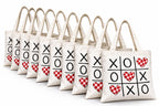 Bhoomi Impex Cotton Tote Carry Bag | Reusable Eco-Friendly Shopping Bag | Strong & Durable Canvas Tote for Grocery, Travel & Daily Use | Tic Tac Love Print | Set of 1