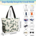 hirTa Roof Tote Bag for Teacher Women Girls Office Work Multipurpose HandBag with Zipper Pocket Travel Grocery Beach Hobo Waterproof Sandproof Lightweight Pool (Green Pineapple)