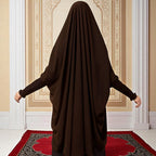 Bashariya Women’s Long Prayer Khimar Hijab with Mouth Piece – Full Coverage Islamic Modest Wear (Brown