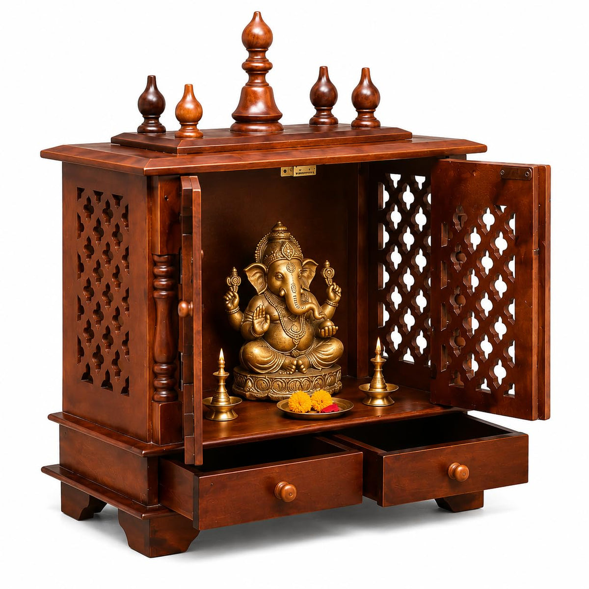 Kamdhenu Art and Craft Wooden Temple/Home Temple/Pooja Mandir/Pooja Mandap/Temple for Home(Jna),52 cm,45 Cm