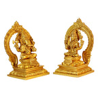 ARTVARKO Brass Lakshmi Ganesh Bhagwan Idol Ganpati Murti Metal Statue with Sitting Laxmi Ji on Lotus for Home Office Success Entrance Decor Pooja Good Luck Gift Height 7 Inches.