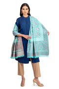 Naureen Women Faux Pashmina Kani Shawl with Mughal Artwork and Zari Accents, Warm and Soft, 40x80 inch