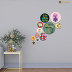 Artvibes Its Time for A New Adventure Decorative Round Shape MDF Wooden Wall Hanging | Quotes Decor Item | Traveller Quotes Wall Art | Wall Poster | Home Decor | Unique Gift (WPS_142NN), Set of 11
