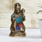 Artavrko Brass Lord Hanuman Blessed Bajrangbali Sculpture Murti Religious Idol for Puja Home Decor Gift 6 Inch
