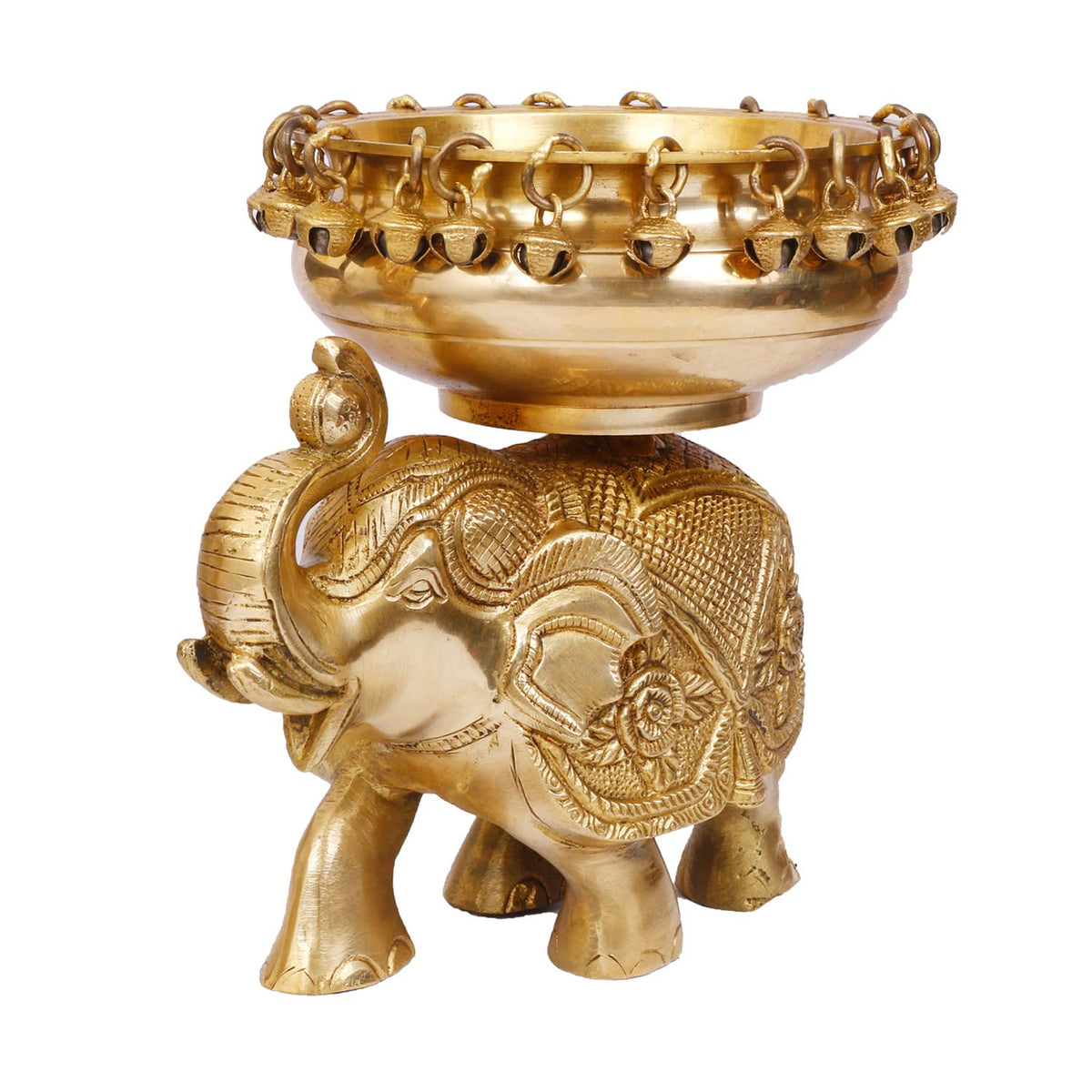 ARTVARKO Brass Elephant Urli Decorative Urli Bowl for Flowers - Handcrafted Round Floating Floral Candles Bowl for Home, Office, Living Room Decor