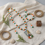 JFL - Jewellery for Less Traditional Tri Color Necklace set with Peacock Pendant & Bracelet Handmade Fashion Jewellery for Independence Day/Republic Day Women & Girls