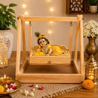 Goody Woody 1 Pc Foldable Wooden Swing Jhula for Laddu Gopal