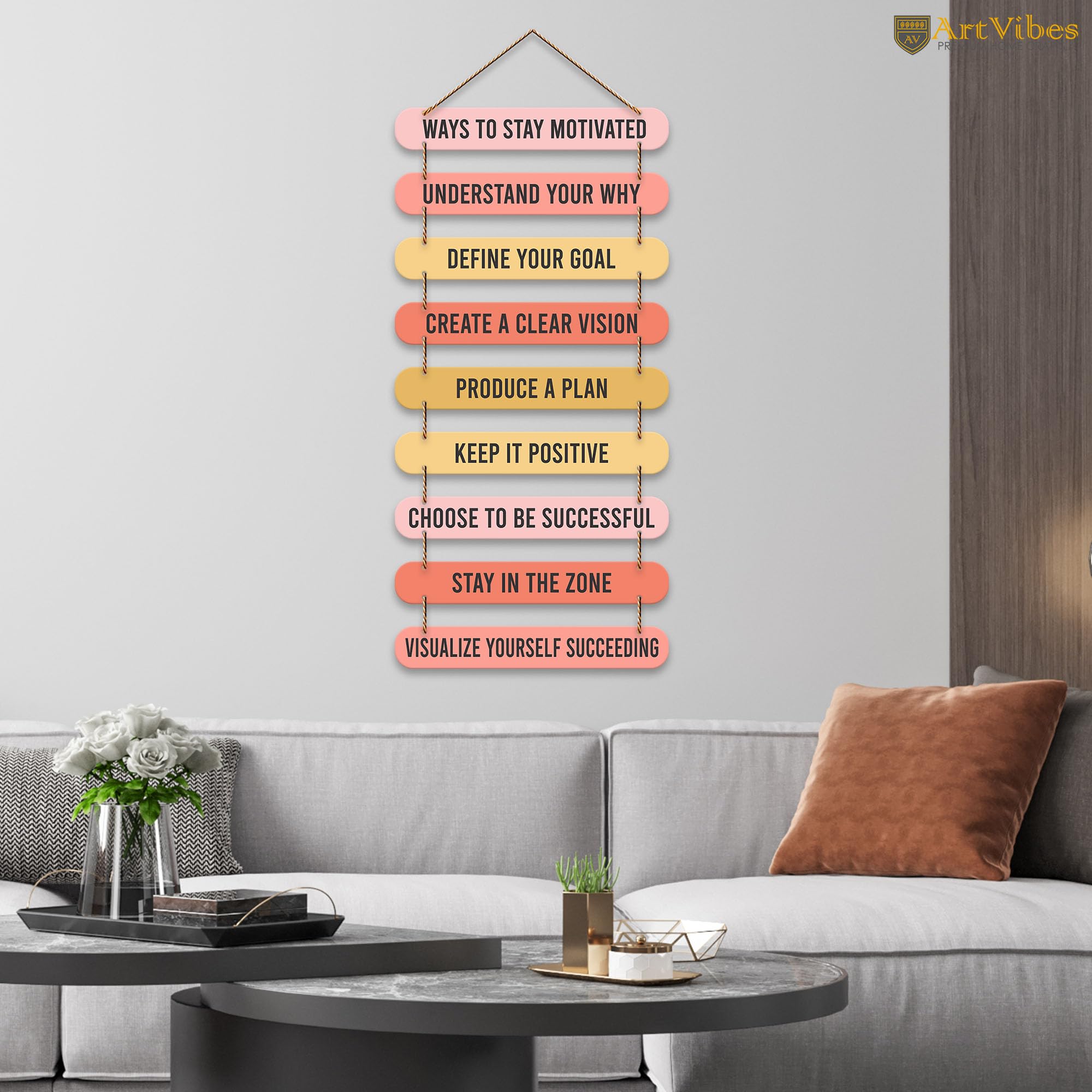 Artvibes Ways To Stay Motivated Quotes MDF Wood Wall Hanger Ornaments | Quotes Decor Item | Motivational Wall Decor | Wall Accent | Graphic Art | Gift Items | Office Wall Decoration Items (WH_9307N)