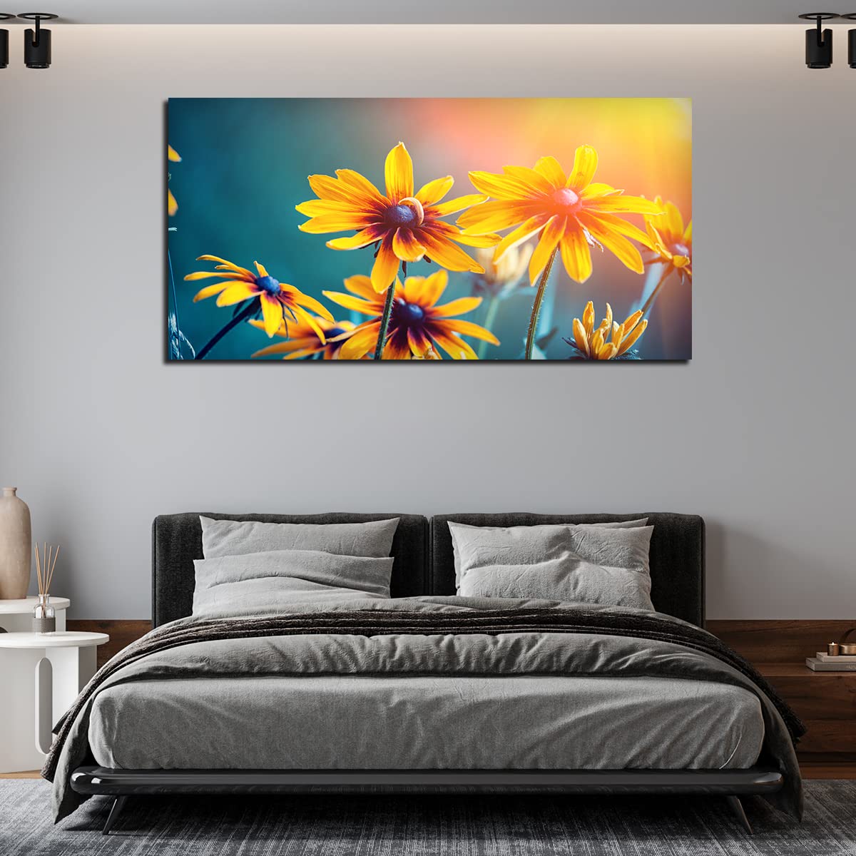 VIBECRAFTS Canvas Paintings for Living Room Drawing Room Beautiful Wall Painting of Mexican Sunflower Fitted with Wooden Frame for Home|Office|Gift(PTVCH_2292NV)