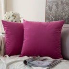 Khooti Velvet Cushion Cover, 24x24 | Pink | Pack of 5 | Solid Plain Soft & Smooth, Decorative Cushion Covers for Living Room, Bedroom, Couches, Chairs, Sofas, Beds & Home Decor