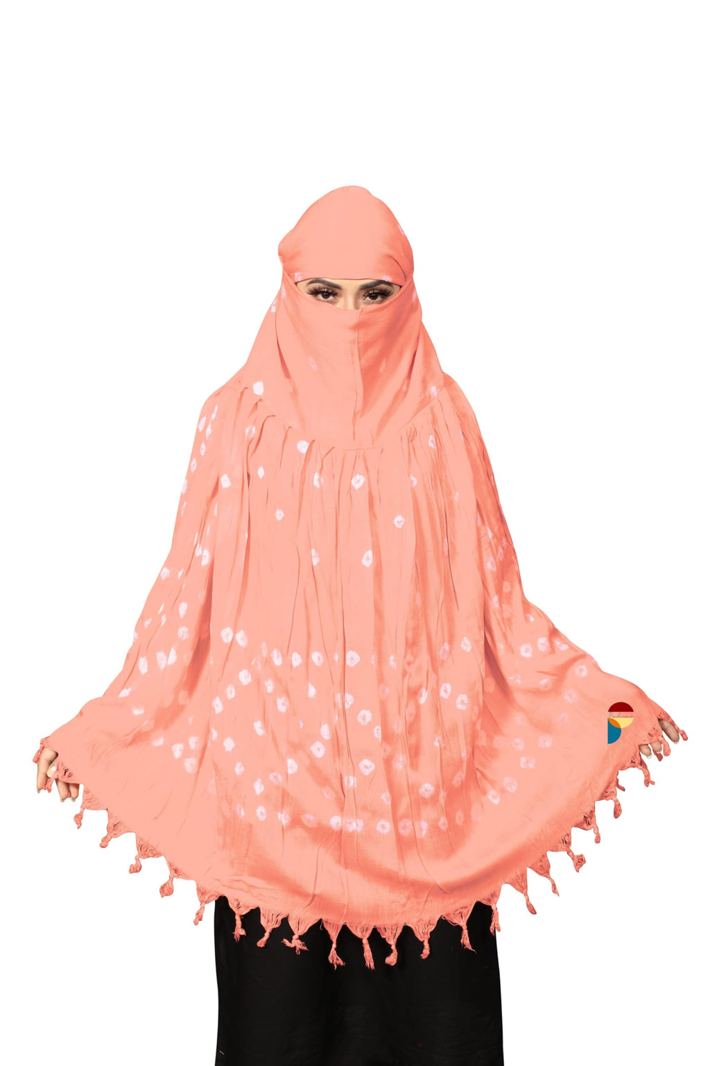 PRACHARAN Women Cotton Stylish Hand Printed Scarf, Anti Pollution Full Face Scarf With UV Sun Rays Protection Scarf For Women And Girls (Peach), Female