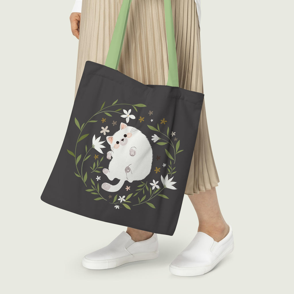 Purple Tree Cute Cat Canvas Tote - 1 Pc, Women's Printed Stylish Bag