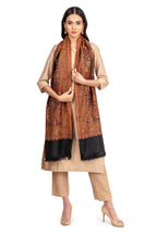 Naureen Women Faux Pashmina Kashmiri Jamawar Shawl, Warm and Soft, 40x80 inch (Black)