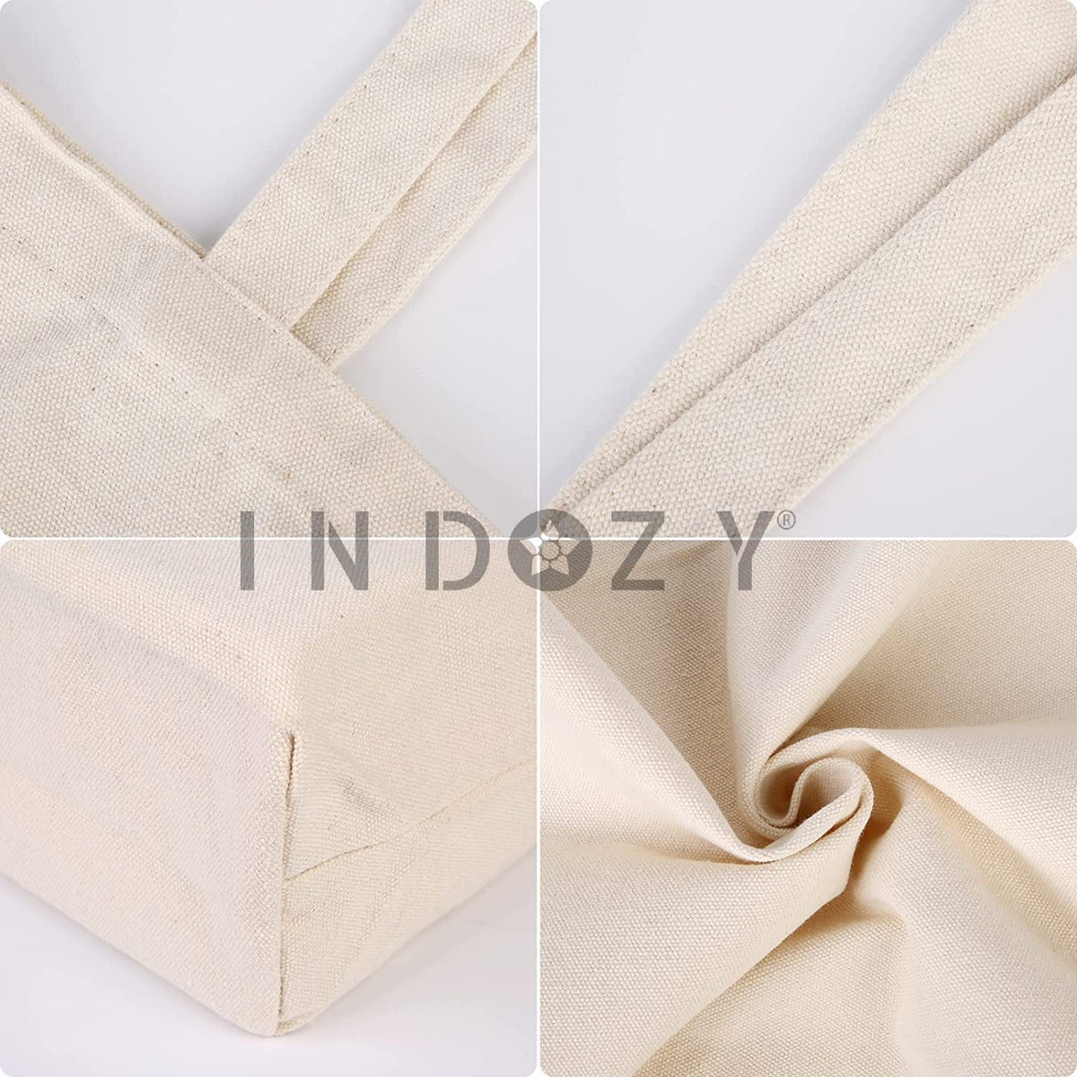 INDOZY Cotton Tote Bags Bulk Shopping Bag for Crafts, DIY Reusable Grocery Bag, 15 X 17 Inch Set of 5 Bags