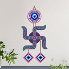 Artvibes Swastik Evil Eye Wall Hanging for Home Entrance Door Decor | Sacred Hindu Swastik Symbol with Nazar Battu Protection for Positive Energy | Good Luck | Vastu & Spiritual Wall Art (WH_85108N)