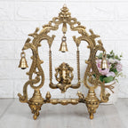 SVARUP Brass Ganesha On Jhoola Swing with Hanging Bells and Diya Showpiece Ganesh Ganpati Jhula for Home Office Temple Puja Décor Gift Height 14 Inch