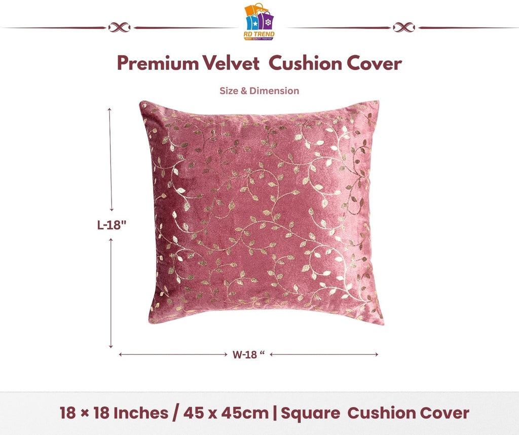 RD TREND® Premium Velvet Cushion Covers Set of 2 | Soft Decorative Throw Pillowcases for Sofa, Bed & Living Room | Cushion Cover 18 inch x 18 inch (45x45 cm) Dusty Rose