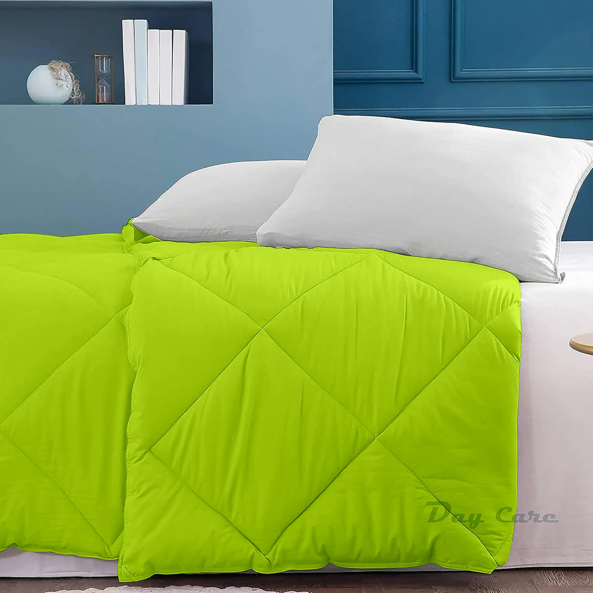 Day Care - Queen Size Comforter for Winter 500 GSM Diamond Stitch Microfiber Comforter (90 x 90 Inches/152cm x 228cm) - Comforter for Queen Size|Parrot Green Kafalo