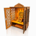 Zesta Wooden Mandir for Home Big Size | DIY Pooja Mandir with LED Spot Light | Devghar Cabinet for Living Room or Office | Wall Mounted Pooja Unit for Home (Big Mandir with Door)