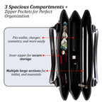 Siza Women Handbag for Office Use, Tote Bag for Women, Stylish Black Shoulder Bag with Zipper, Multi Compartment Travel & Daily Use Handbag (Black)