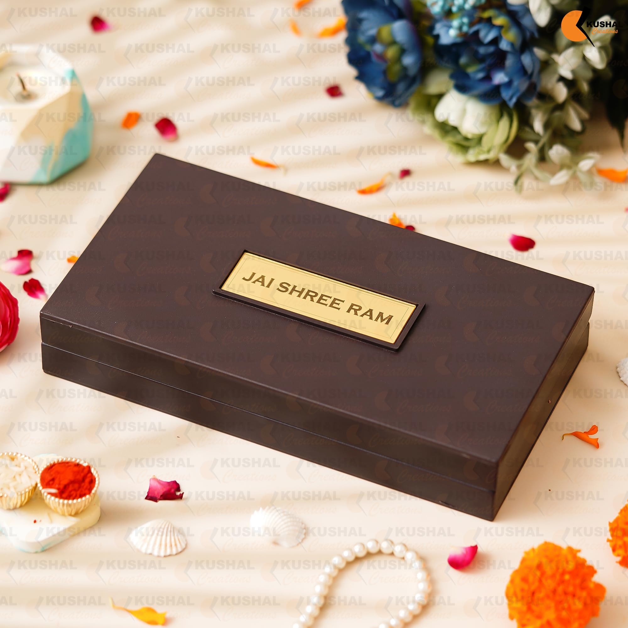 KUSHAL CREATIONS Ram Darbar Charan Paduka Religious Prayer Box Pocket Temple | charan paduka Box Brown Colour