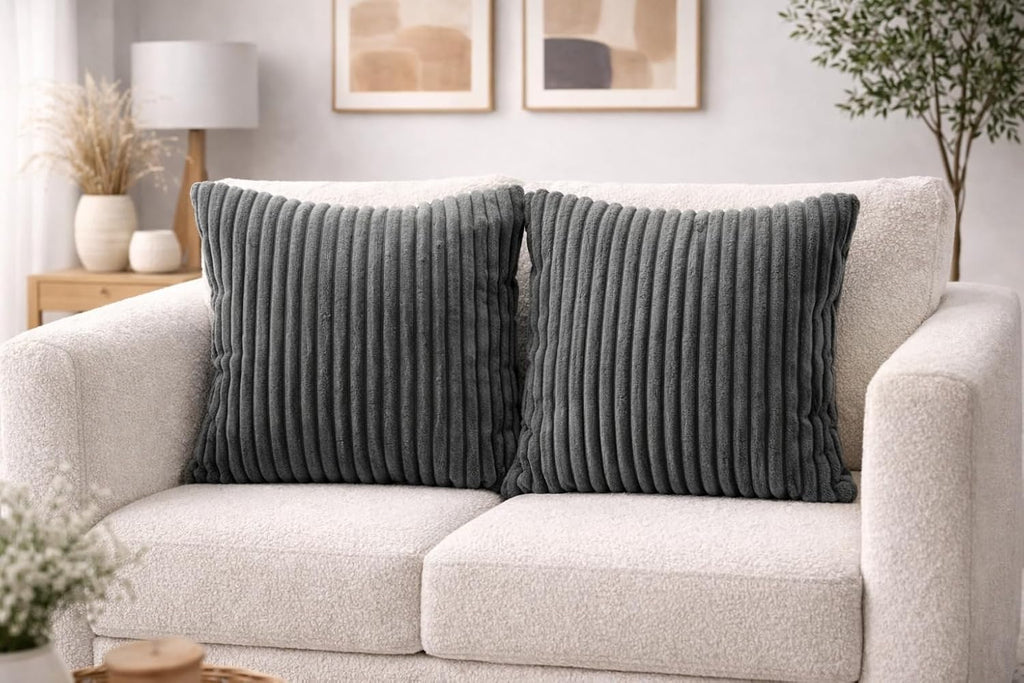 AWARD VELVETS Premium Faux Rabbit Fur Plush Luxury Soft Fluffy Striped Decorative Throw Pillow/Cushion Covers for Sofa, Couch, Living Room - (Dark Grey, 24 x 24 inch) Set of 1