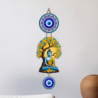 Artvibes Buddha Under Bodhi Tree Wall Hanging with Evil Eye Protection Charm | Spiritual Meditation Decor for Peace | Harmony and Positive Energy | Wall Art for Living Room | Yoga Room (WH_8595N)
