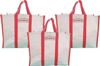 DOUBLE R BAGS Big Eco Cotton Canvas Shopping Bags For Carry Milk Grocery Fruits Vegetable With Reinforced Handles Jhola Bag (Pack of 3, Red)
