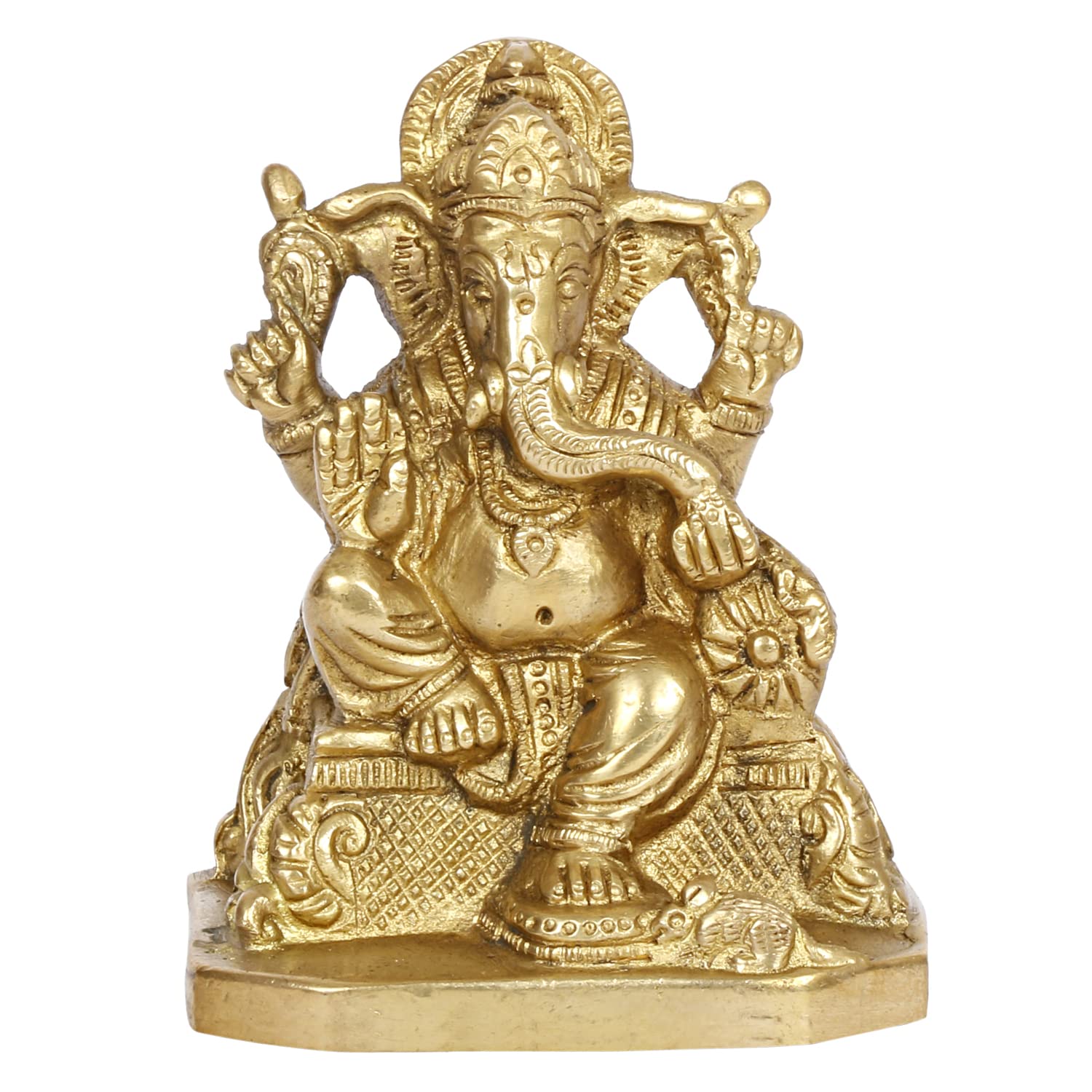 SVARUP Brass Ganesh Bhagwan Idol Ganesha Statue Ganpati Murti for Home Entrance Decor Diwali Gift Height 4 Inch