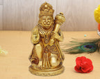 ARTVARKO Brass Lord Hanuman Ji Murti Bajrangbali with Gada Bhagwan Statue Showpiece Pooja Gift 6 Inch