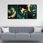 VIBECRAFTS 3 Pieces Abstract Line Art Rose Flower Canvas Wall Painting Fitted With Wooden Frame For Home | Office | Living Room | Gifts(PTVC3Pcs3_11508N)