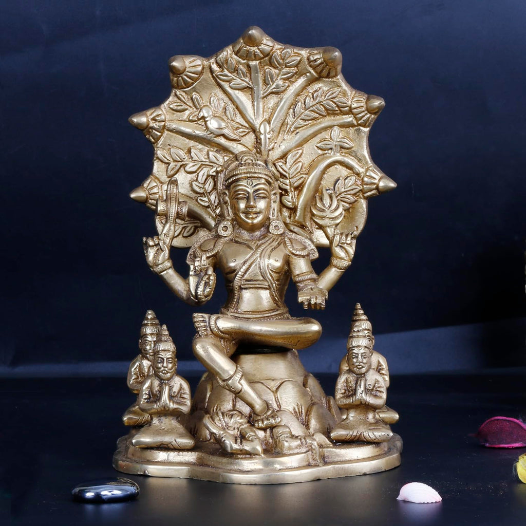 ARTVARKO Brass Dakshinamurthy Shiva Shankar God Shiva as a guru Teacher of All Types of Knowledge Brass Statue Height 9 Inches