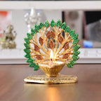 KridayKraft Exquisite Diya Figure Decorative Showpiece – Traditional Handcrafted Home Décor Accent for Festive Celebrations, Pooja Room, Temple, Office, and Living Space, Elegant Art (Golden)