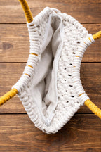 KARIMA CRAFT Handmade Macramé Handbag with Wooden Handles | Boho Cotton Tote Bag for Women | Stylish Crochet Purse for Daily Use, Beach & Parties
