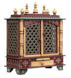 Kamdhenu Art and Craft Wooden Temple/Home Temple/Pooja Mandir/Pooja Mandap/Temple for Home (Maroon), 24 Cm