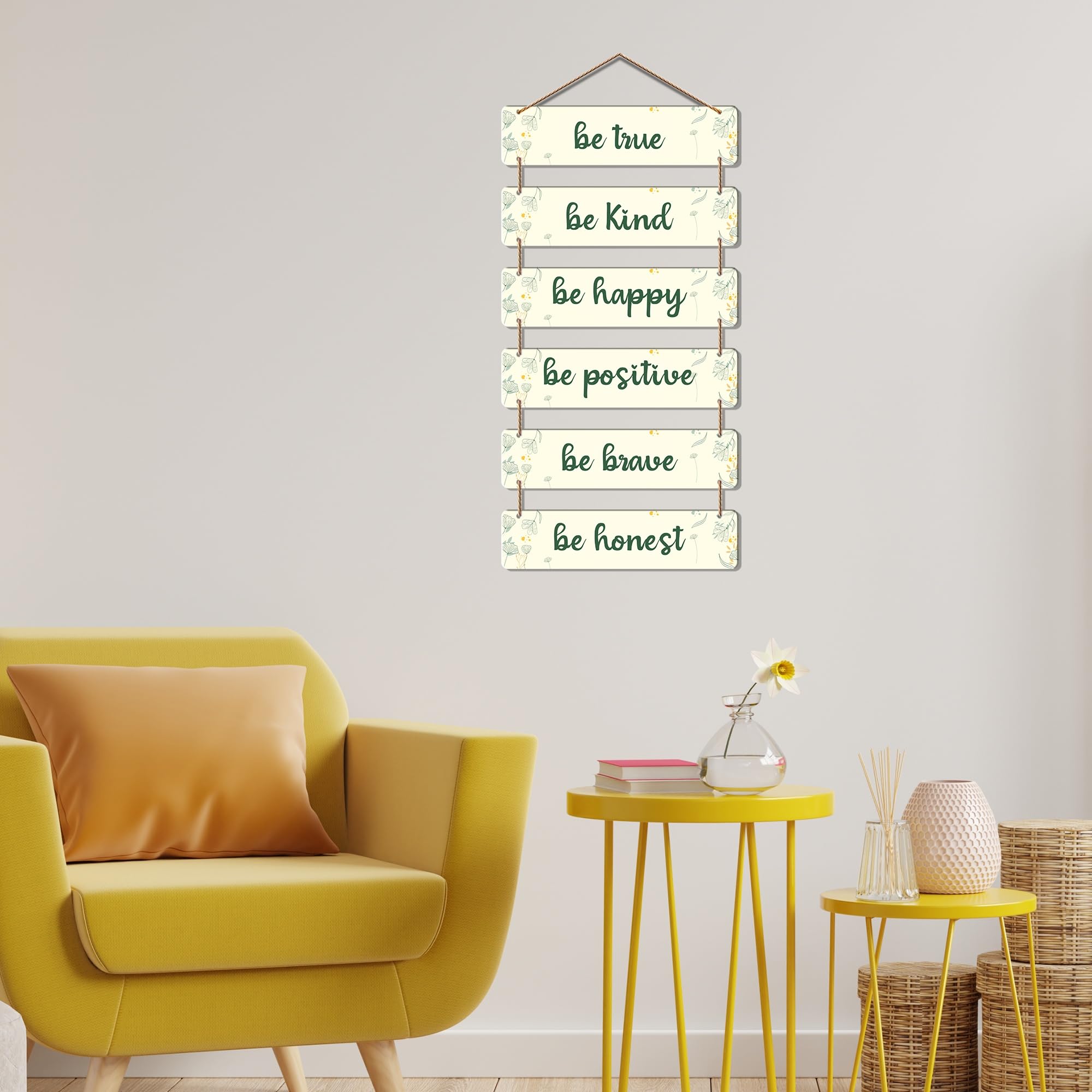 Artvibes Decorative Wall Hanging Wooden Art Decoration item for Living Room | Bedroom | Home Decor | Gifts | Quotes Decor Item | Wall Art For Hall | Mdf Wall Decoration, Set of 6 (WH_3248NR)