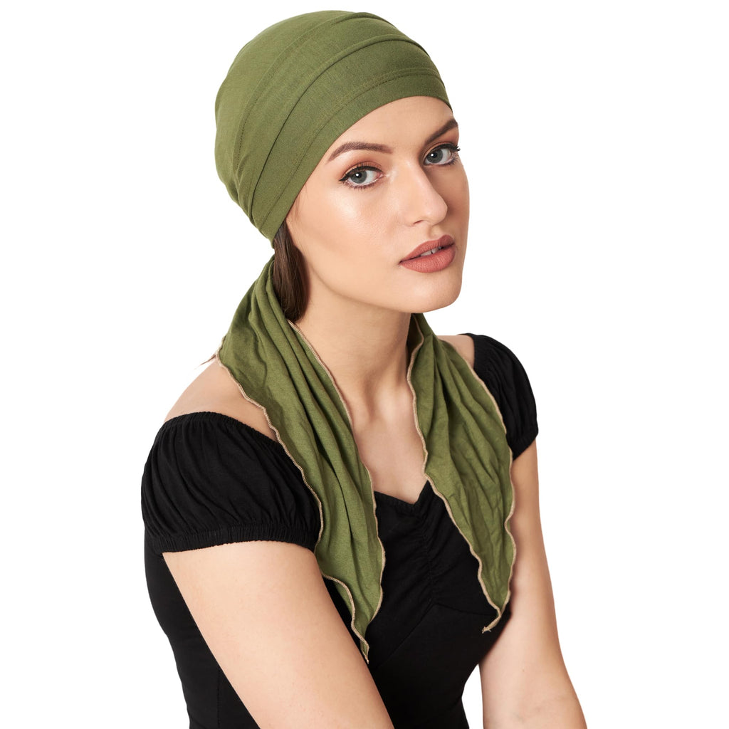 The Headscarves Rayon Women Bamboo Pre Tie Scarf (HS107 Chive), For Female, Green