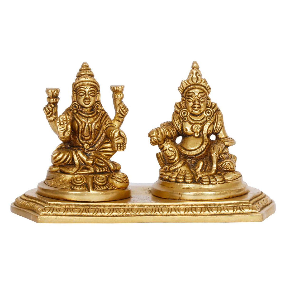 ARTVARKO Brass Lakshmi Kuber Sitting Statue Murti Laxmi Kuber Maharaj for Prosperity Money Home Office Puja Gift 6 Inch