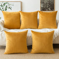 Khooti Velvet Cushion Cover, 26x26 | Gold | Pack of 5 | Solid Plain Soft & Smooth, Decorative Cushion Covers for Living Room, Bedroom, Couches, Chairs, Sofas, Beds & Home Decor