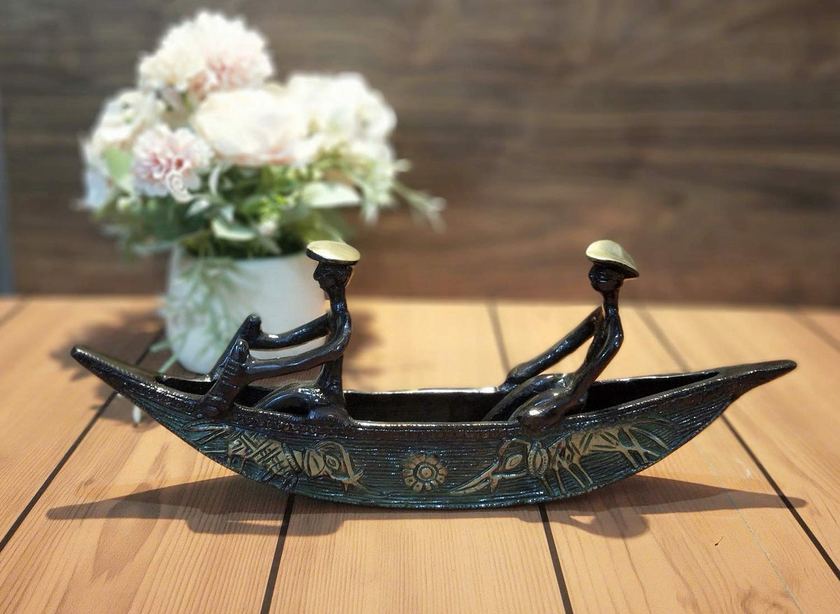ARTVARKO Antique Tribal Kerala Handmade Brass Boat for Home Decorative Showpiece Gift 12 Inch