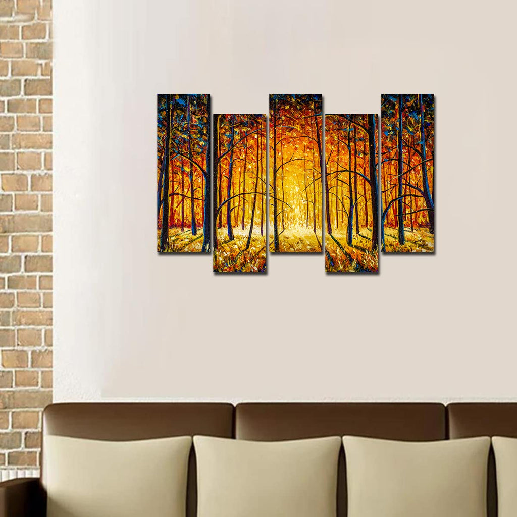 VIBECRAFTS 5 Piece Premium Wall Painting For Home|Office|Living Room|Gift (PTVC5Pcs3_7504) (Multi 1)