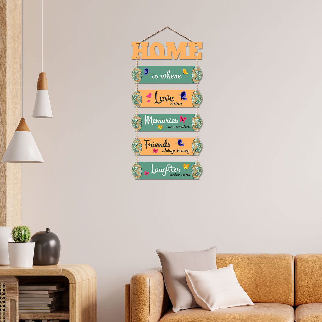 Artvibes Home Is When Love Resides Wooden Wall Hangings Decor For Home | Living Room | Quotes Decor Item | Home Quotes Wall Hanging | Modern Decor Items | Wall Poster | Artworks Hangings (WH_6611N)