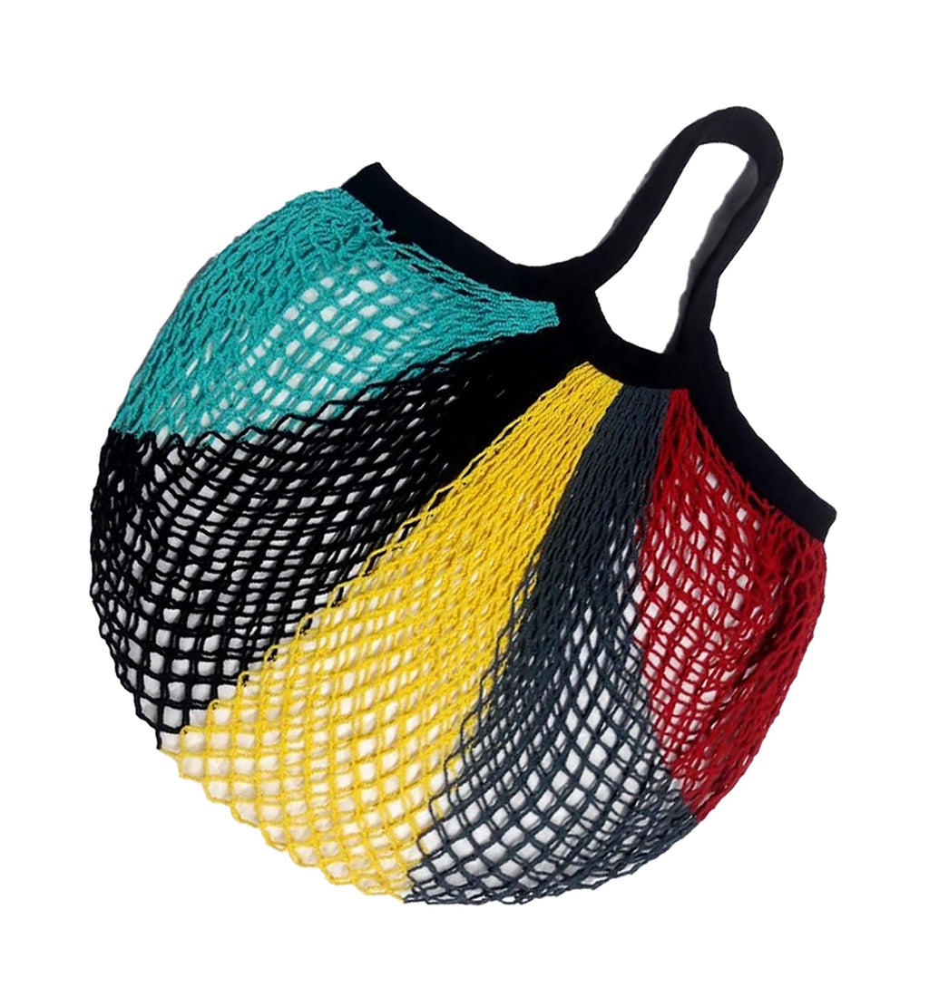 MSK Looms Eco Friendly Light Weight Cotton Net String Bag with Short Handle, Reusable Produce Bag for Fruits and Vegetable - Multicolor