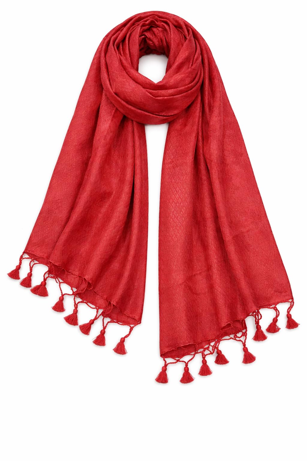 ZEN APPAREL Soft Viscose Fabric Jacquard Scarf, Stole, Shawl (Tomato)
