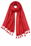 ZEN APPAREL Soft Viscose Fabric Jacquard Scarf, Stole, Shawl (Tomato)