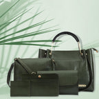 Bagsy Malone Women's Vegan Leather Stylish Tote Bag | Pack of 5 | Ladies Purse Handbag (Croco Olive)