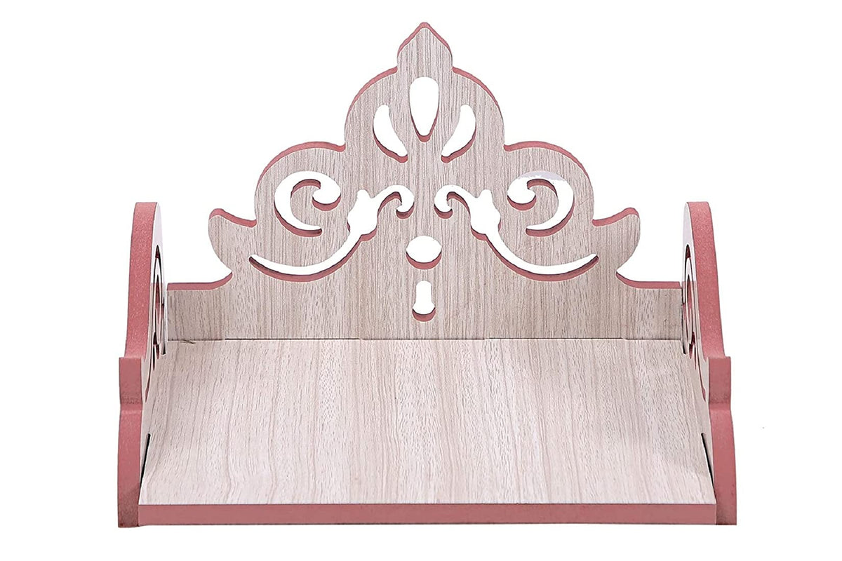 Art and Craft Wooden Beautiful Plywood Mandir Pooja Room Home Decor Office OR Home Temple Wall Hanging Product (White)
